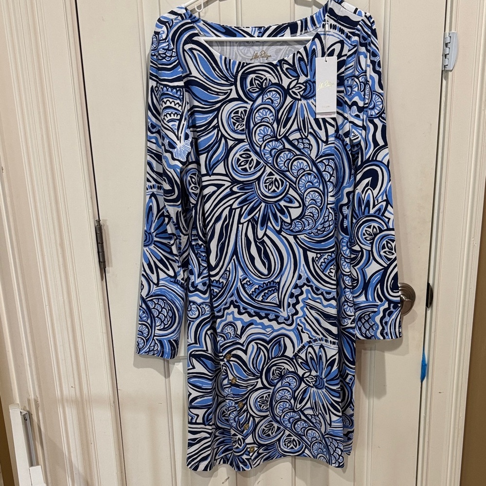 Lilly Pulitzer Blue and White Long Sleeve Dress